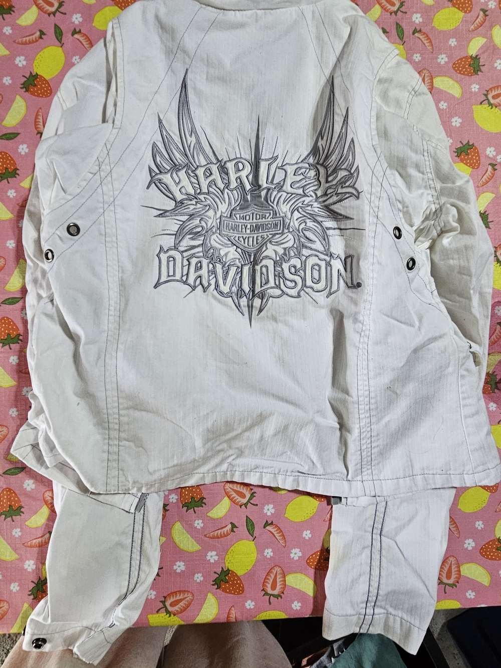 Harley-Davidson White Jacket with Winged Back Graphic